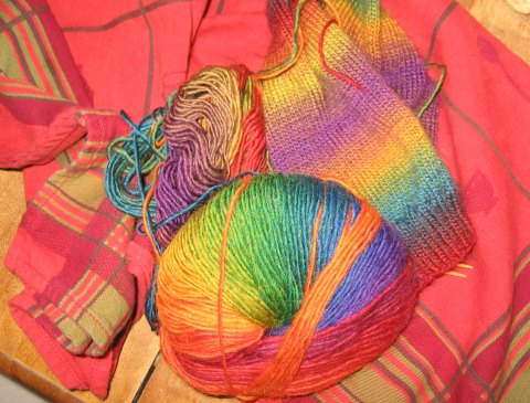 Knitting in Tea Towel